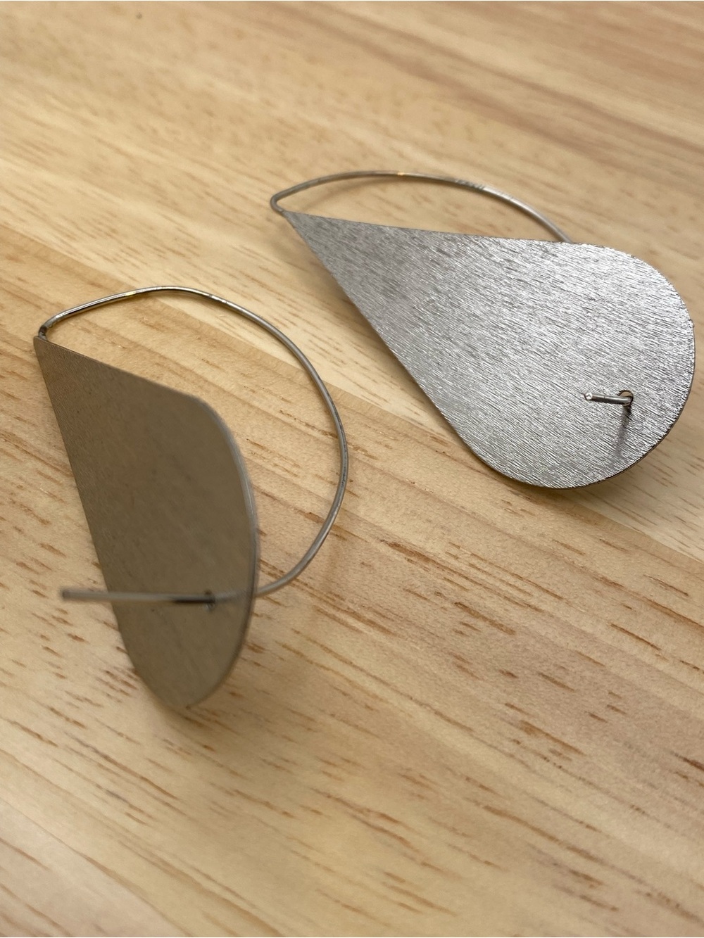 Minimalist Teardrop Hoop Earrings in Silver